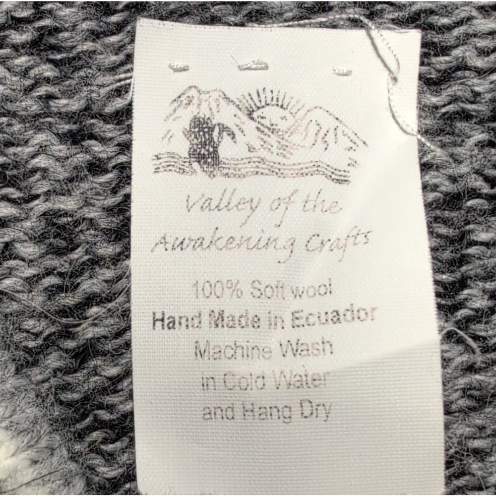 Valley Of The Awakening Crafts Wool Hooded Fringe Pullover Sweater Gray Women Xs View 2